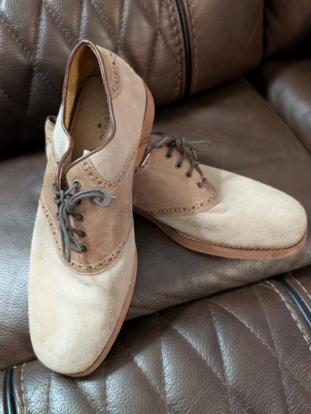 Florsheim Saddle Oxford Suede Leather Two Tone Brown Shoes Size 11M